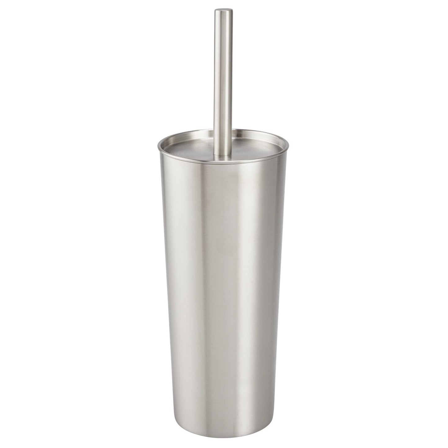 mDesign Slim Metal Toilet Brush Set - Modern Freestanding Holder for Bathroom - Practical With Rust-Resistant Finish - Silver