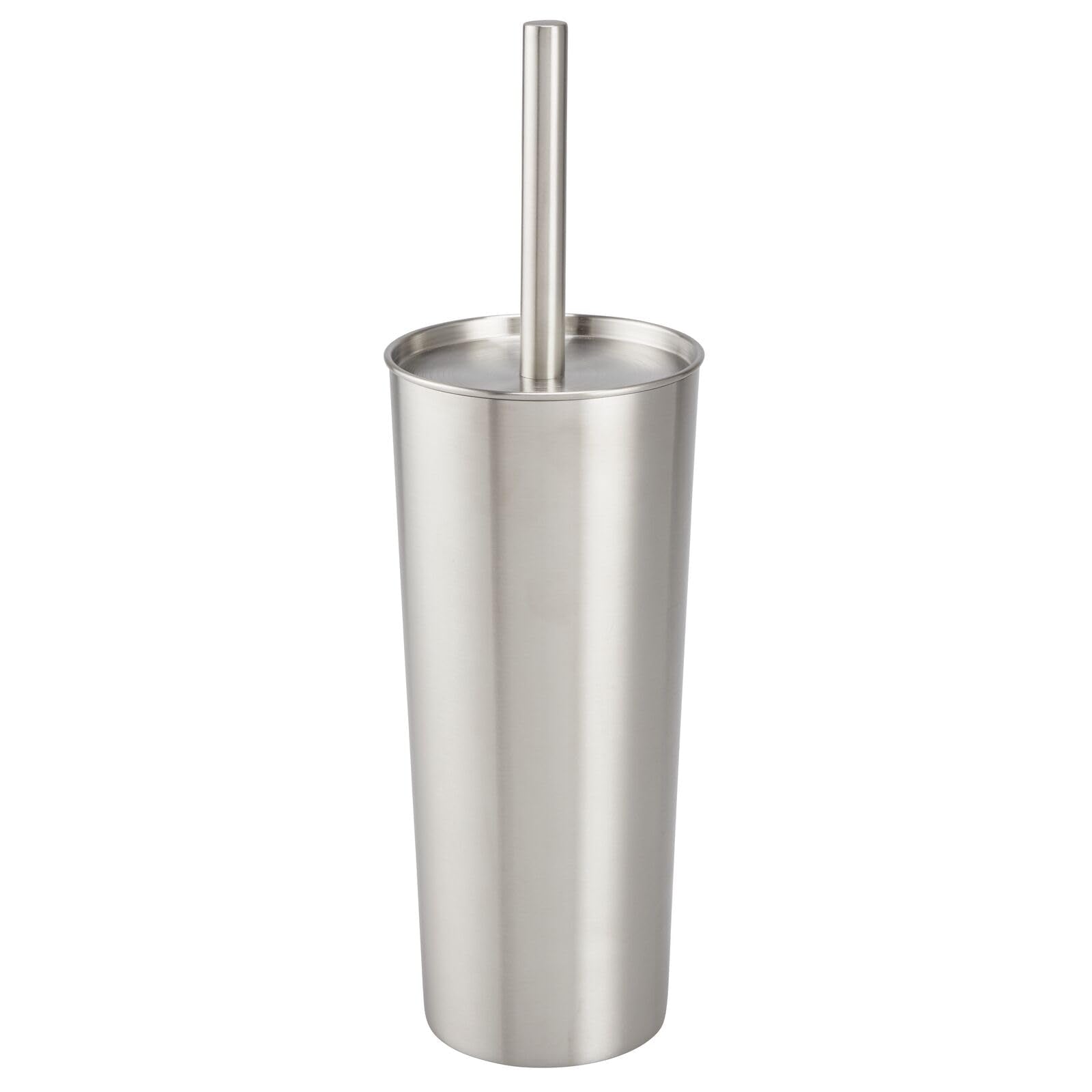 mDesign Slim Metal Toilet Brush Set - Modern Freestanding Holder for Bathroom - Practical With Rust-Resistant Finish - Silver