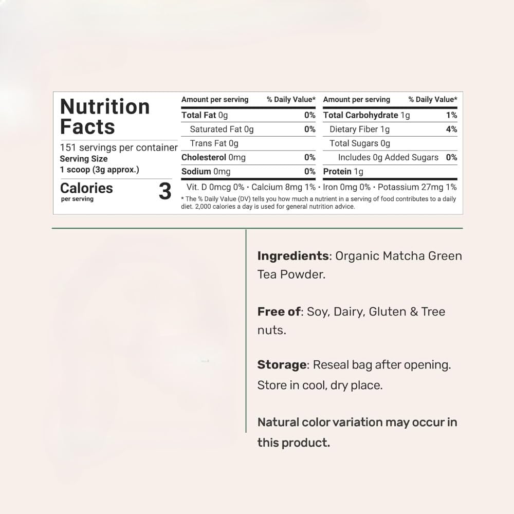 (0.5lbs/2pack) Premium Culinary Grade, USDA-Certified Organic Matcha, 100% Pure Green Tea Powder, Perfect for Lattes, Smoothies, Desserts and Baking