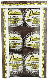 Linden's Chocolate Chip Cookies, Packs of 3 Large Cookies, 18 Packs Per Case, 2 Cases Per Order, 36 Cookies Packs Total