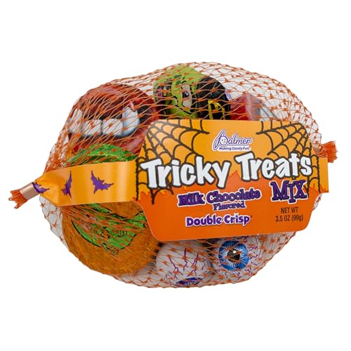 Palmer Chocolate Tricky Treats, Double Crisp Milk Chocolate Candy, Halloween Themed Chocolate with Unique Faces, Perfect for Trick or Treat, Making