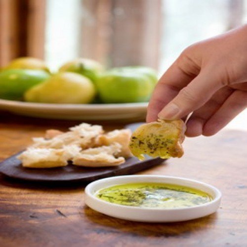 Dean Jacob's 9 pc. Collection with 4 Bread Dipping Tins, Saucers & Cold Pressed Olive Oil