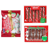 Holiday Treats Christmas Sweet Vanilla Marshmallows | Peppermint Flavored Candy Cane Spoons Milk Chocolate Stirring