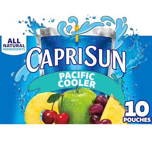 Capri Sun Flavored with Other Natural Flavor Juice Drink Blend, 10 Pouches, for School Lunches and On-the-Go Hydration, Pacific Cooler, All Natural