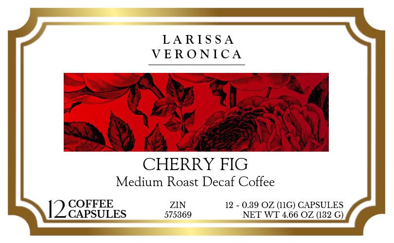 Cherry Fig Medium Roast Decaf Coffee (Single Serve K-Cup Pods) (Gourmet, Naturally Flavored, Whole Coffee Beans) (12 pods, ZIN: 575369)