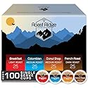 Roast Ridge Single Serve Coffee Pods for Keurig K-Cup Brewers, Variety Pack, Light Roast, Medium Roast, Dark Roast, 100 Count (25 Each: Breakfast