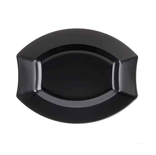 Party Essentials Party Supplies Fancy Plastic Dinnerware For Wedding/Birthday/All Occasions, 6" x 5", Dessert/Appetizer Plates, 20-Count, Black Oval