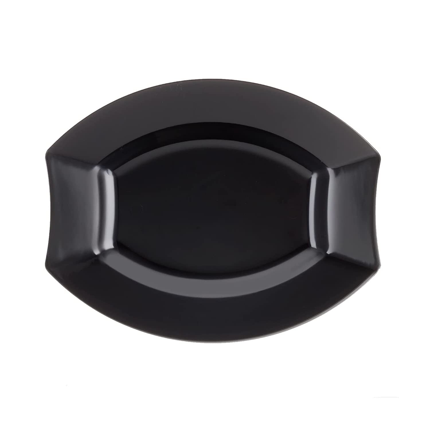 Party Essentials Party Supplies Fancy Plastic Dinnerware For Wedding/Birthday/All Occasions, 6" x 5", Dessert/Appetizer Plates, 20-Count, Black Oval