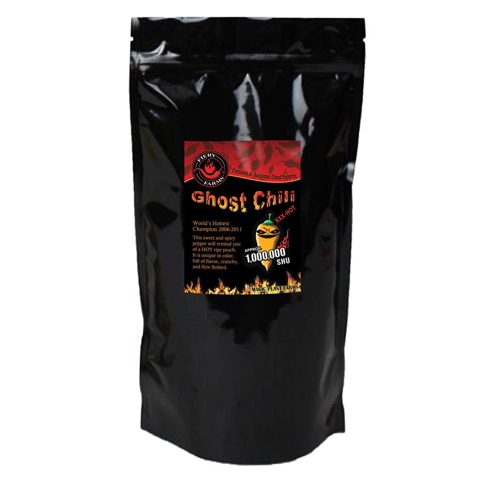 Natural Bhut Jolokia Orange Flakes | Dried and Crushed Orange Ghost Pepper Flakes by Fiery Farms (1lb)