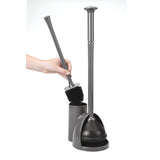 mDesign Hidden Plunger and Brush Set for Toilet Bowl - Combo with Holder Caddy - Modern Toilet Brush and Plunger Set - Aura Collection - Charcoal Gray