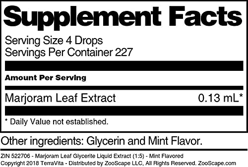 Marjoram Leaf Glycerite Liquid Extract (1:5) - Mint Flavored (1 oz, ZIN: 522706) - 3 Pack