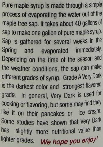 Anderson's Maple Syrup, Inc. Very Dark in 32 oz. plastic Jug brown
