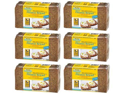 Mestemacher Natural Fitness Bread, 17.6 Oz - High Fiber Whole Grain German Bread, Non-GMO, Healthy Fitness, Ready to Eat, Long Shelf Life (Pack of 6)