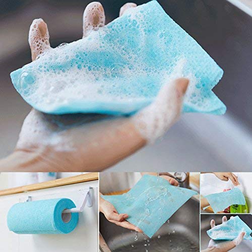 HOMETNER Dish Scouring pad, Daily Disposable Scrubber Dish Towel, Multipurpose for dishwashing, House Cleaning and Camping, Brown (60 Sheets/Roll)