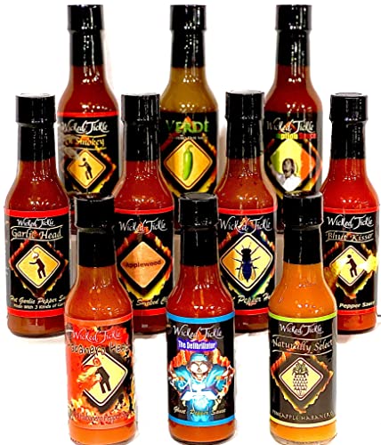 Wicked Tickle Hot Sauce Collection - Variety 10 Pack, 5 oz Bottles