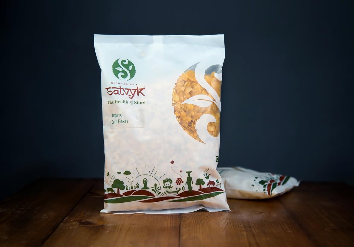 S Siddhagiri's SATVYK THE HEALTH re STORE Organic Cornflakes Weight 200gm (7.05 OZ ) (Off-White)