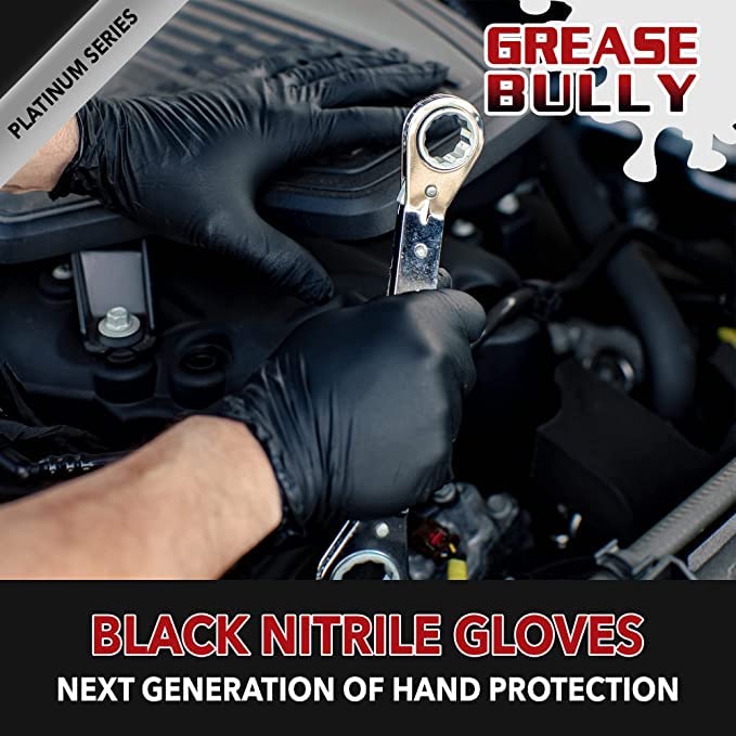 DENCO DISTRIBUTING, INC. Grease Bully Nitrile Gloves - 6MIL - Large - Black - Powder & Latex Free - 1000 Count - 10 Boxes (Large)