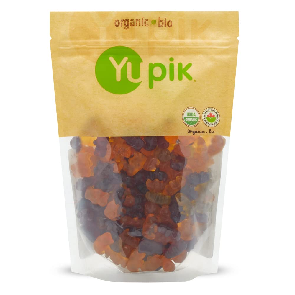 Yupik Organic Fruit Gummy Bears, Gelatin-Free, 1.1 lb (17.6 oz), Gluten-Free, Vegan, Non-GMO, Natural Colors & Flavors, Made from Fruit Juice, Sweet