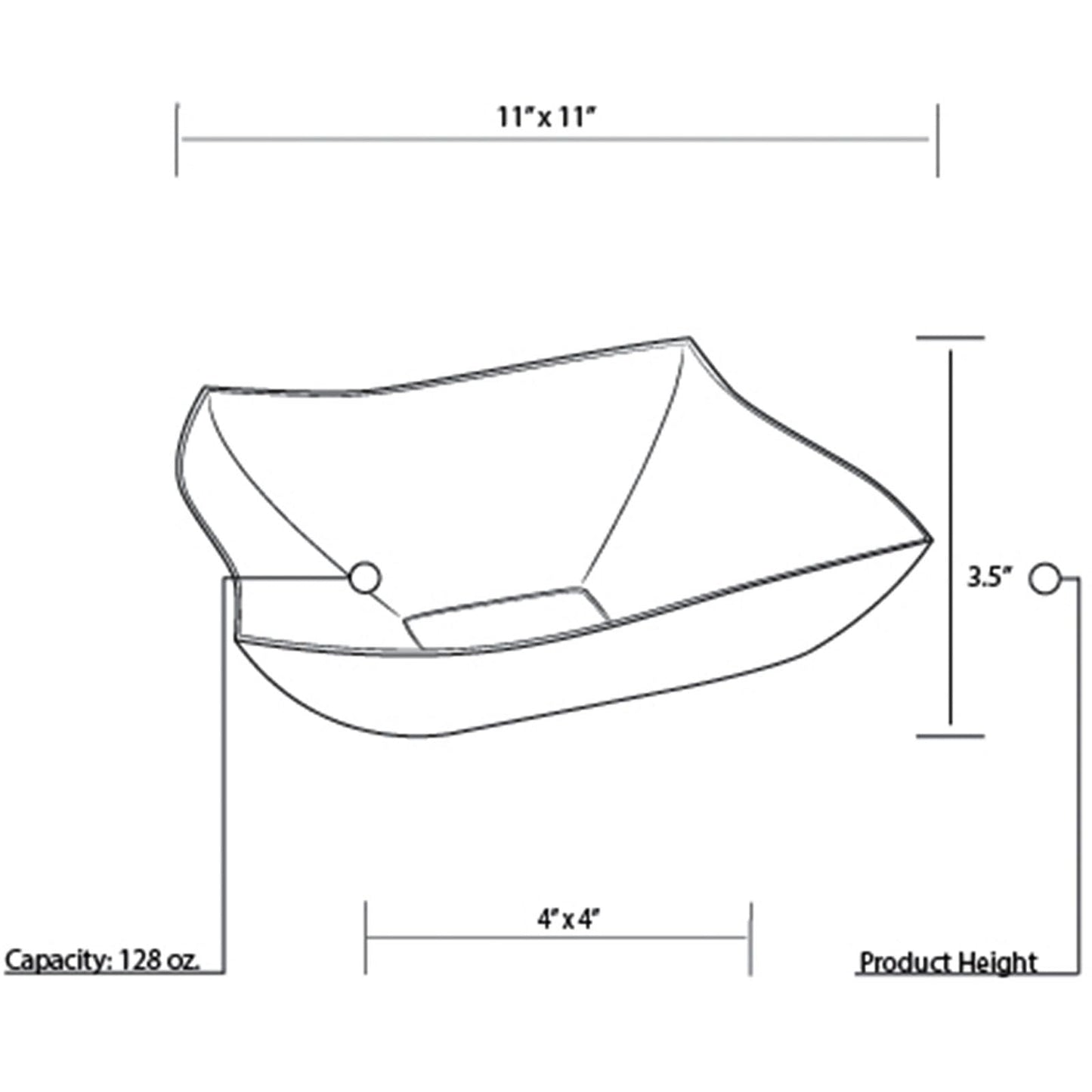 Fineline Settings Wavetrends White China-Like Square 128 oz. Serving Bowl 25 Pieces