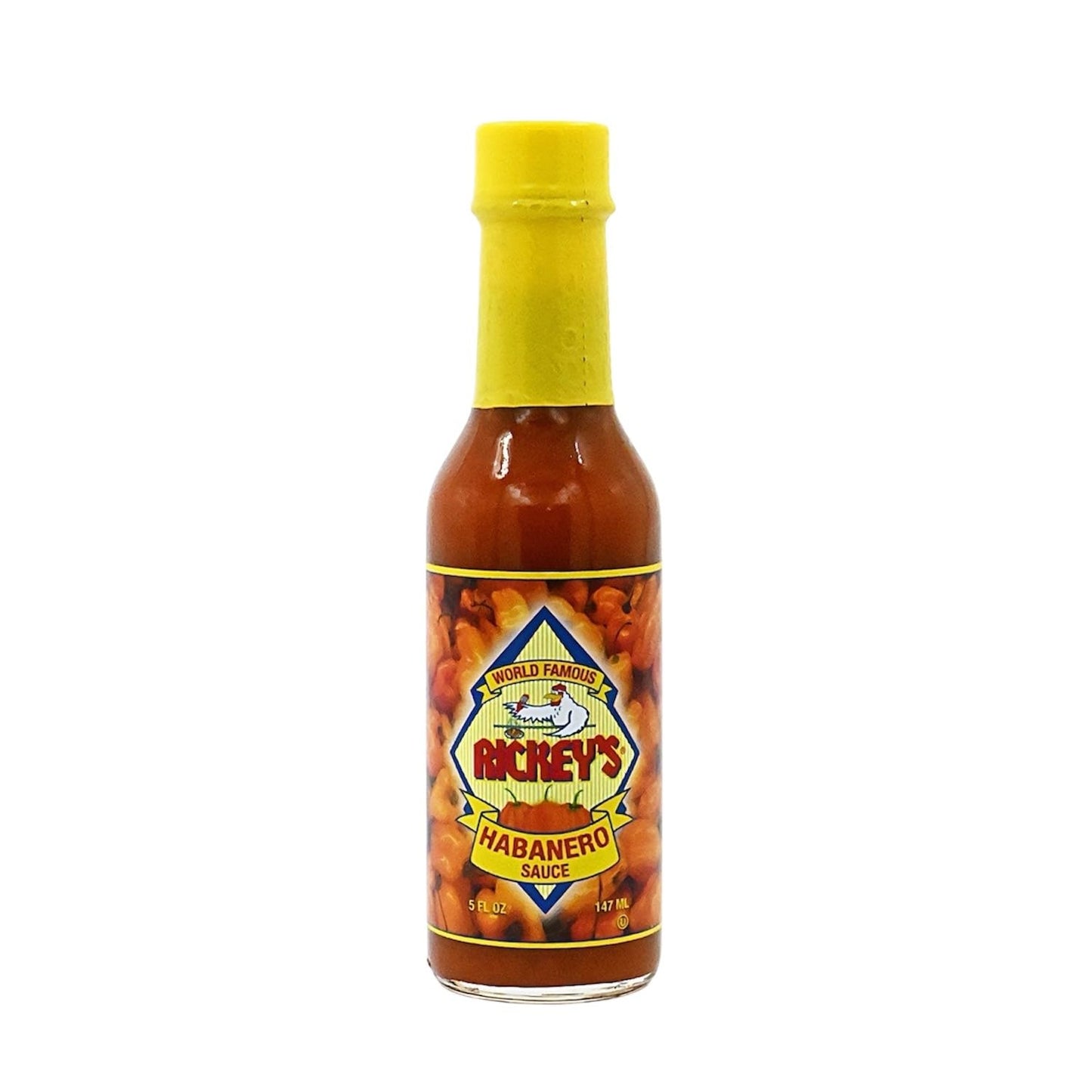 RICKEY'S World Famous Habanero Sauce, Gourmet Hot Sauce with Aged Habanero Peppers, Distilled Vinegar, Salt, Vegetable Blend, Lime Juice, Granulated