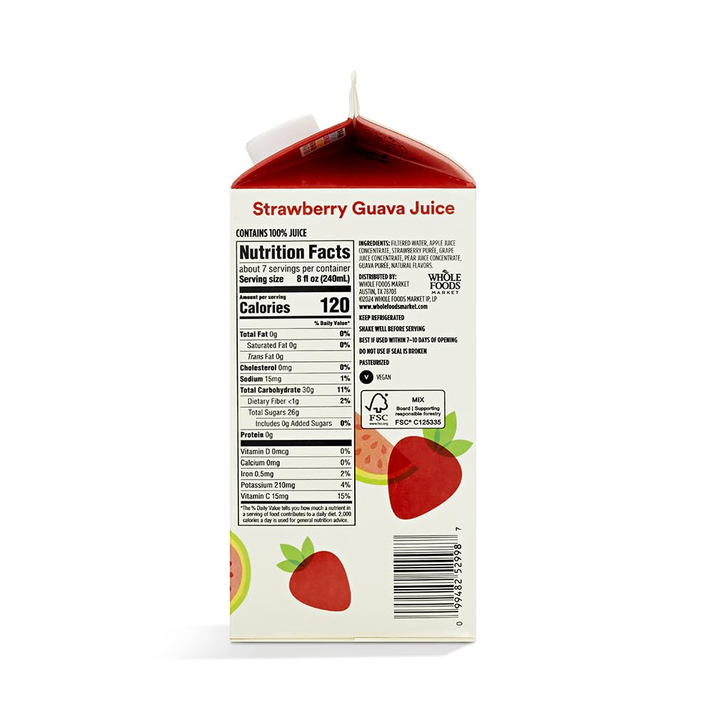 365 By Whole Foods Market, Strawberry Guava Juice, 52 Fl Oz