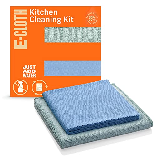 E-Cloth Kitchen Cleaning Kit, Premium Microfiber Cleaning Cloth with Scrubber, Ideal Cleaning Supplies for Kitchen Sinks and Dish Scrubber, 100 Wash