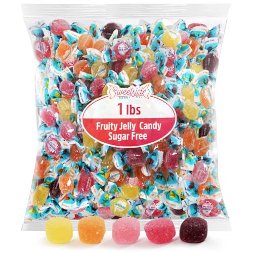 SweetSide Sugar Free Fruit Jelly Candy, 1lb Pack of Sugar Free Candy Bulk, These Candies Individually Wrapped for Convenience and Freshness, Perfect