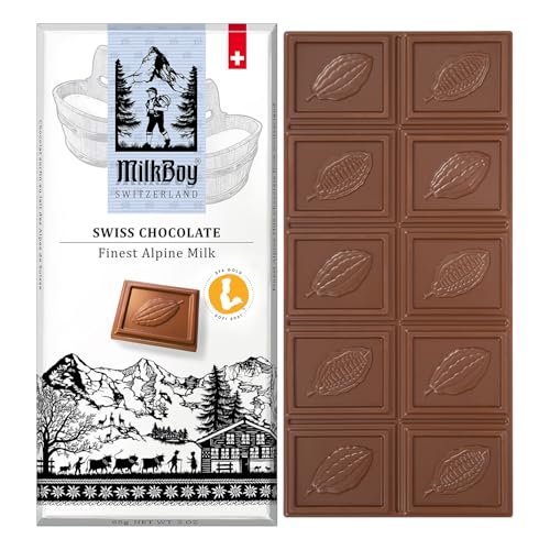 Milkboy Swiss Chocolates Chocolate Bars - Premium Swiss Alpine Milk Chocolate - Smooth European Milk Chocolates Gift - Sustainably Farmed Cocoa