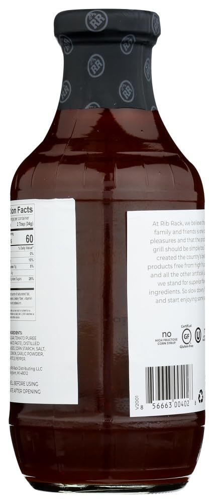 Rib Rack Hot Cayenne BBQ Sauce, 19 Ounce (Pack of 6)