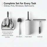 OVENTE Multipurpose Household Cleaning Kit, Deep Cleaning Brush Set with Wiper & Dustpan, Ergonomic Handle & Stiff Bristles, Ideal for Cleaning