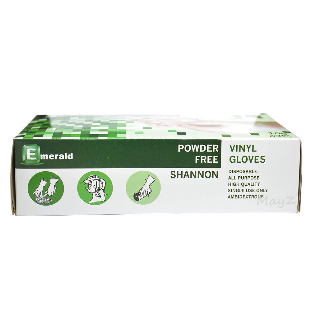 Emerald Shannon Powder Free Vinyl Gloves 100 Gloves (Medium #VN9706)