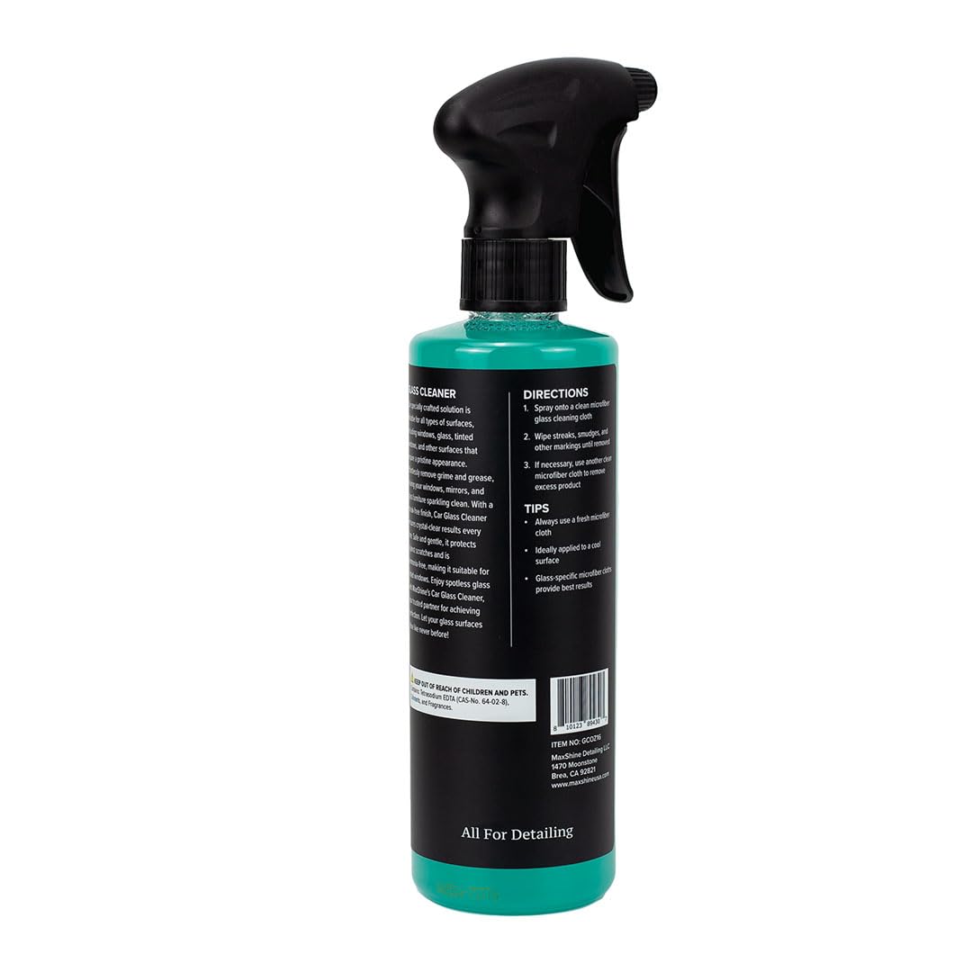 Maxshine 16oz Universal Glass Cleaner - Streak-Free Car Window Cleaner - Ammonia-Free Auto Glass Spray for Tinted Windows, Mirrors & Windshields