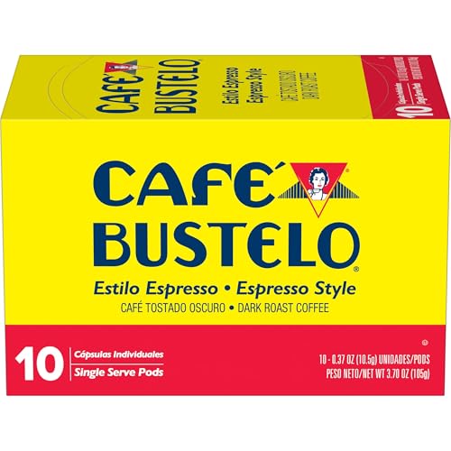 Café Bustelo Espresso Style Dark Roast, Single Serve Coffee Pods, 10 Count (Pack of 1)
