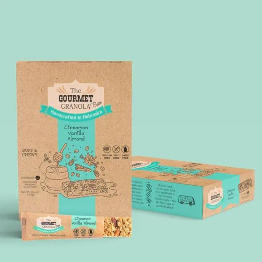 Almond Cinnamon Vanilla Granola Bars | 12 Pack | Gluten, Dairy, & Soy Free | Omaha, NE Made | The Gourmet Granola