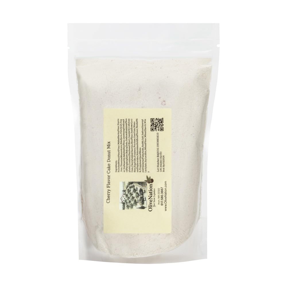 OliveNation Cherry Flavor Cake Donut Mix - Simple Just-Add-Water Powder with Real Dried Fruit for Fast, Easy Classic Cherry-Flavored Baked or Fried Doughnut Rings, Bars & Donut Holes (32.00oz)