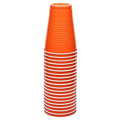 JAM Paper Bulk Plastic Party Cups - 12 oz - Orange - 200 Glasses/Box