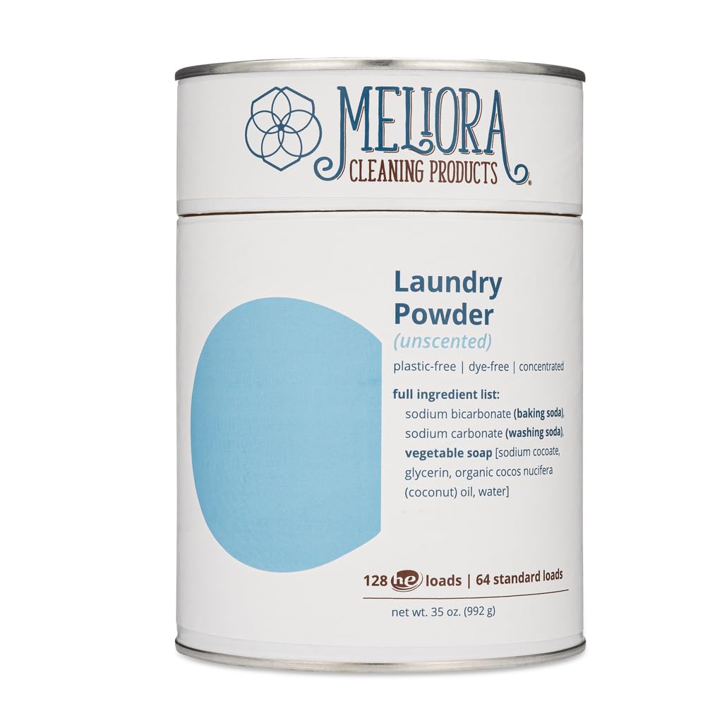 Meliora Cleaning Products Laundry Powder Detergent (128 HE Loads) (Unscented, Canister (with scoop) - 128 HE Loads)