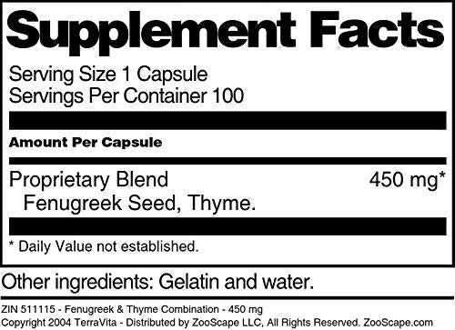 Fenugreek & Thyme Combination - 450 mg (100 Capsules, ZIN: 511115) - 3 Pack