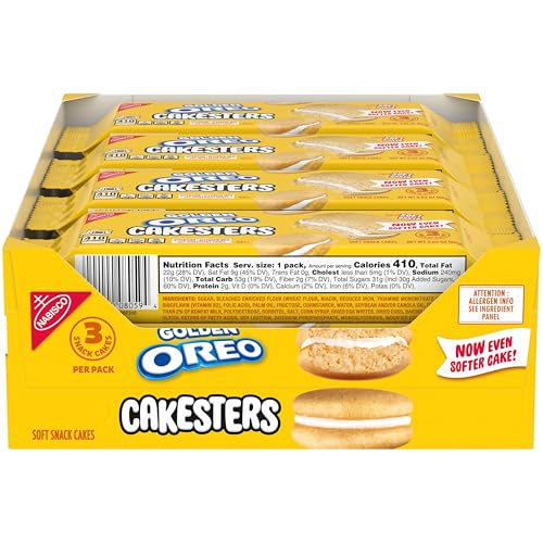 OREO Golden Cakesters Soft Snack Cakes, 8-3.03 oz Snack Packs
