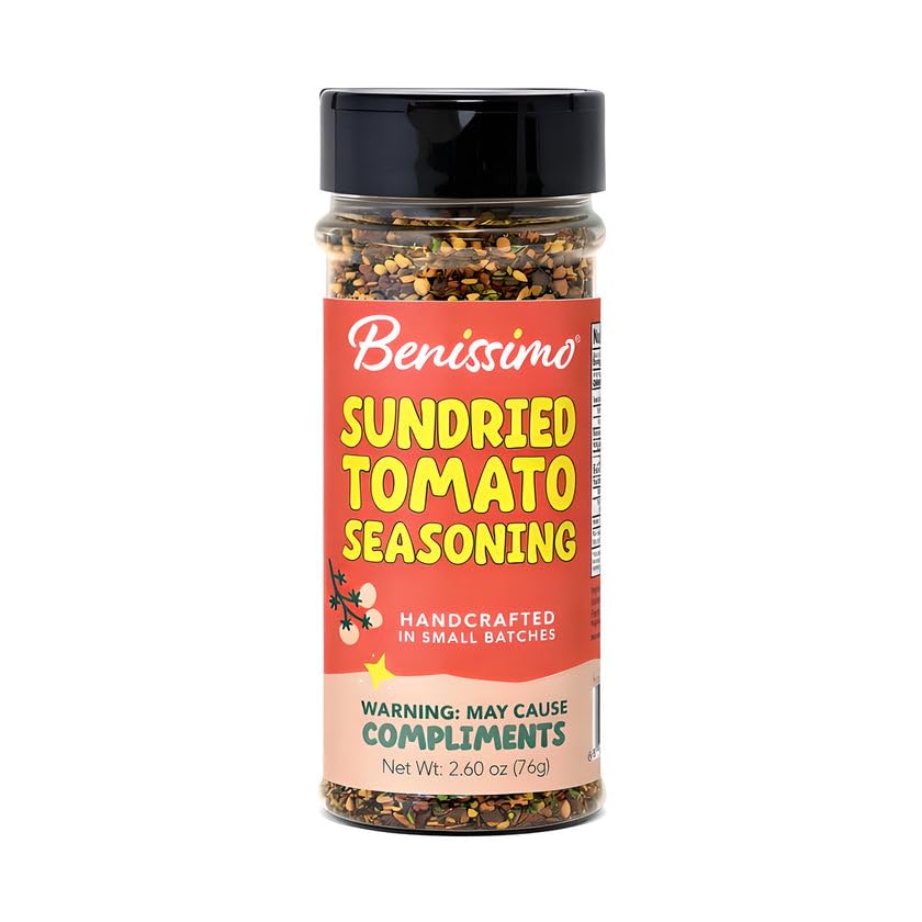 Benissimo Sundried Tomato Seasoning, Herb & Granule Blend for Pasta, Pizza, Salads, Bread, Vegetables & Marinades with Pet Shaker | 8.5 ounces