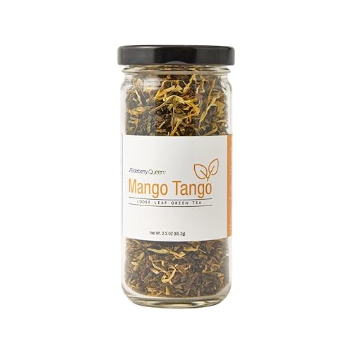 Caffeine Free Mango Loose Leaf Green Tea, Decaffeinated Pure Natural Herbal Tea Blend with Elderberry and Calendula (2 ounce)