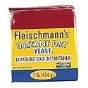 Fleischmann’s Yeast, Fleischmann’s Instant Dry Yeast, 16 Ounce - 1 Pack, Fast-Acting, Gluten Free, No Preservatives.
