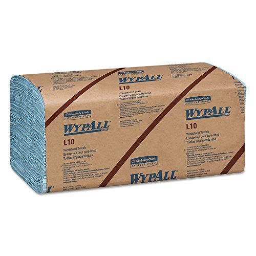 Wypall L10 Windshield Towels, 1-Ply, 9 1/10 x 10 1/4, 1-Ply, 224/Pack, 10 Packs/Carton