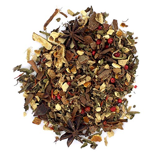 Zesty Tulsi Herbal Loose Leaf Tea Pouches - 16oz | Holy Basil Kadha Blend with Ginger Peppercorn & Spices | Caffeine-Free Herbal Infusion | Serve Hot