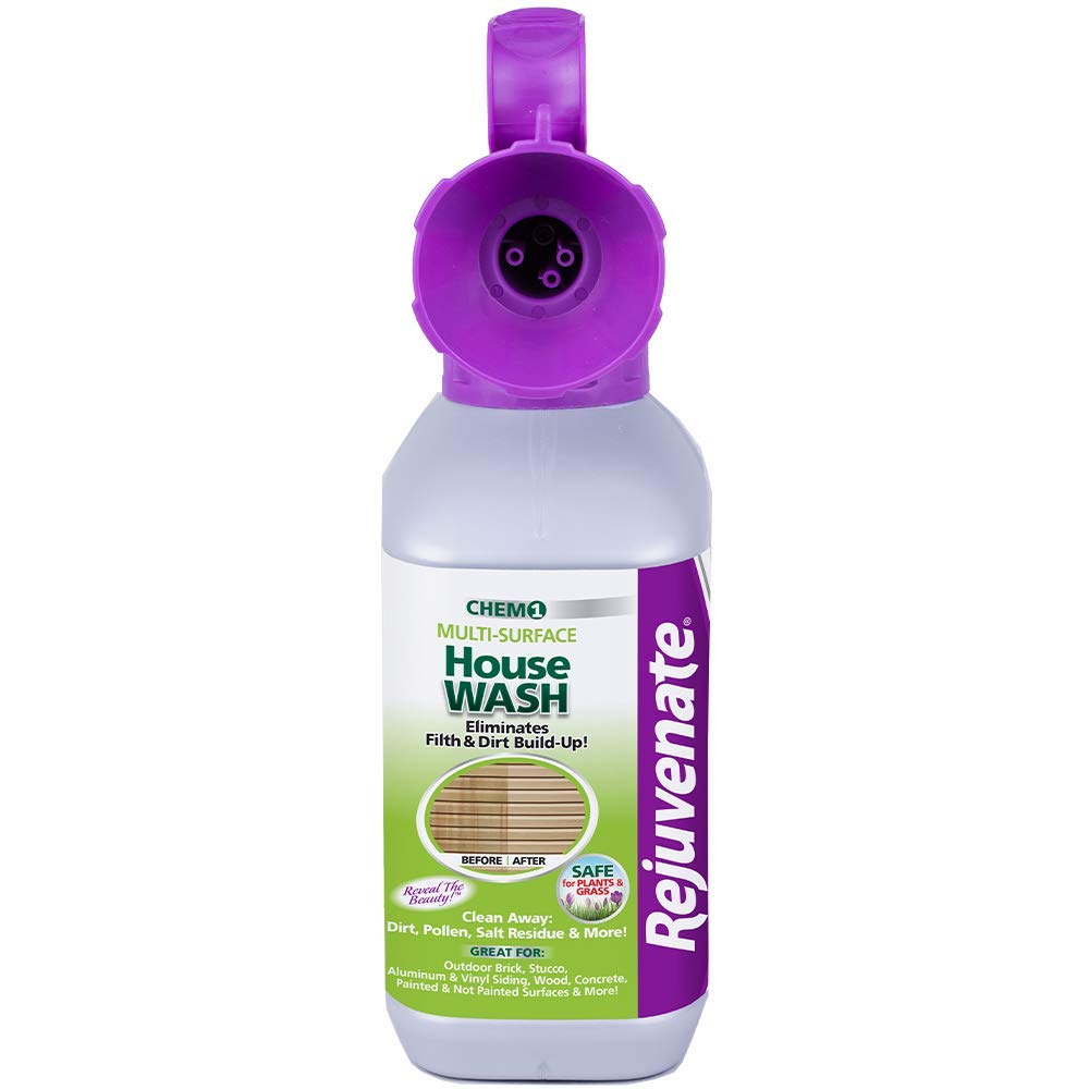 Rejuvenate Dual System Outdoor Window Cleaner & House Siding Cleaner with Hose-End Attachment 32 Fl Oz (Pack of 2)