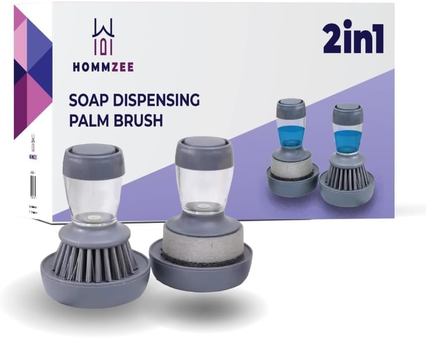 Dish Scrubber with Soap Dispenser - Multi-Purpose Kitchen Brush for Dish, Pot, Pan, and Sink Cleaning - Holder Included