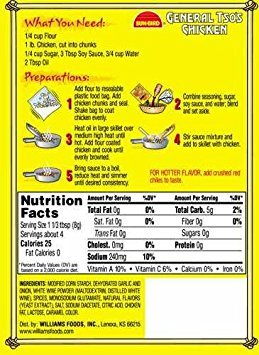 Sunbird General Tso's Chicken Seasoning Mix, 1.14 Ounce Packet (Pack of 4)