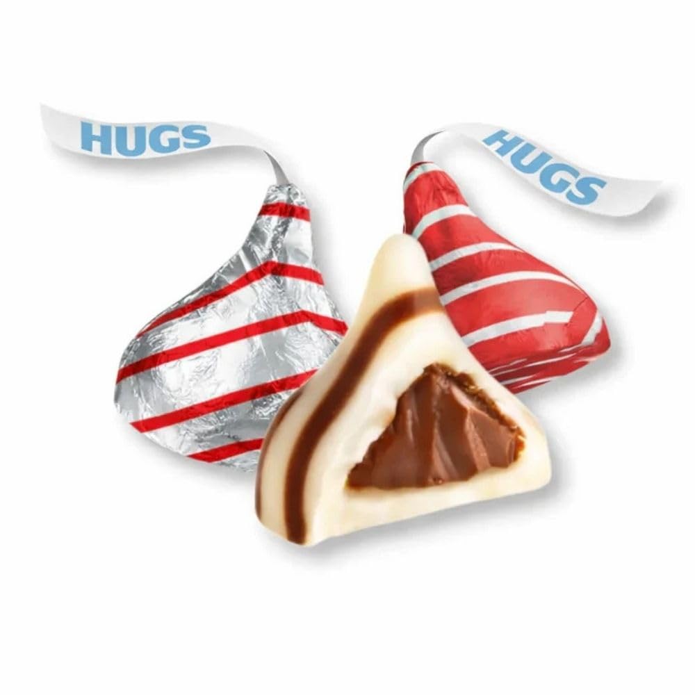 Striped Milk Chocolate and White Creme Candy Pieces Red and Silver Foil Bulk Bag - 1 lb (Approx. 100 pieces)