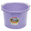 Little Giant® Plastic Animal Feed Bucket | Round Plastic Feed Bucket with Metal Handle | Made in USA | 8 Quarts | Lavender