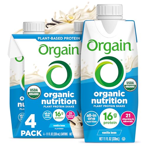 Orgain Organic Nutritional Vegan Protein Shake, Vanilla Bean - 16g Plant Based Protein, Meal Replacement, 21 Vitamins & Minerals, Fruits & Vegetables
